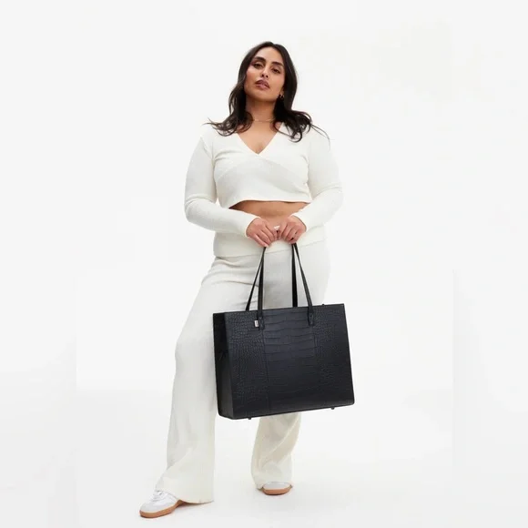 Beis | The Large Work Tote | Black Croc - Picture 17 of 17